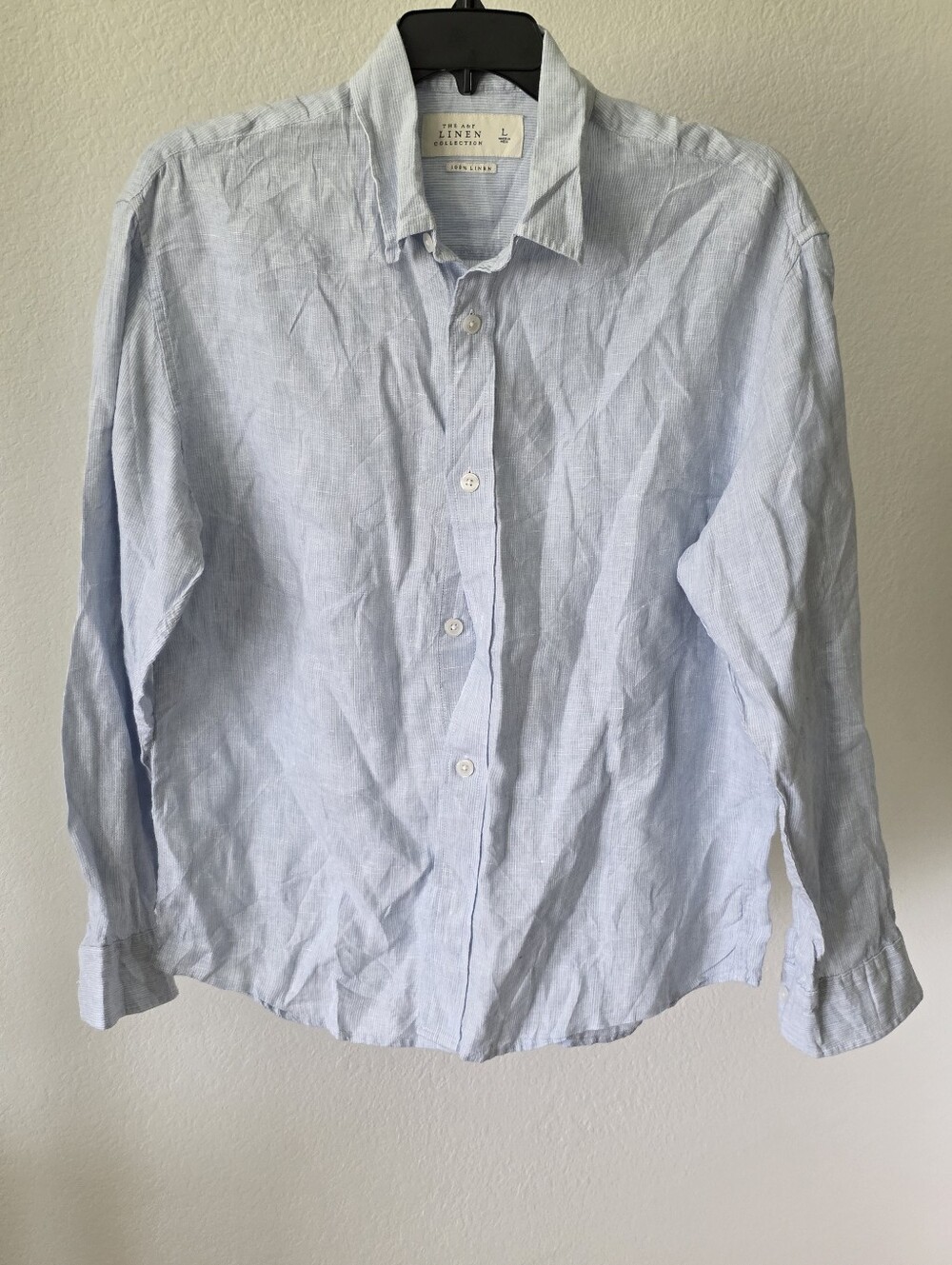 Abercrombie & Fitch A&F Linen Collection Blue Stripe Shirt L 100% Linen Men
